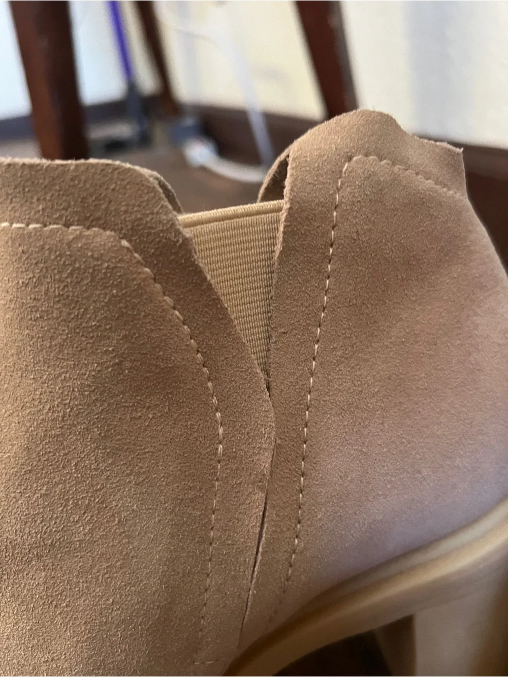 Dolce Vita Light Beige Suede Chelsea Platform Booties